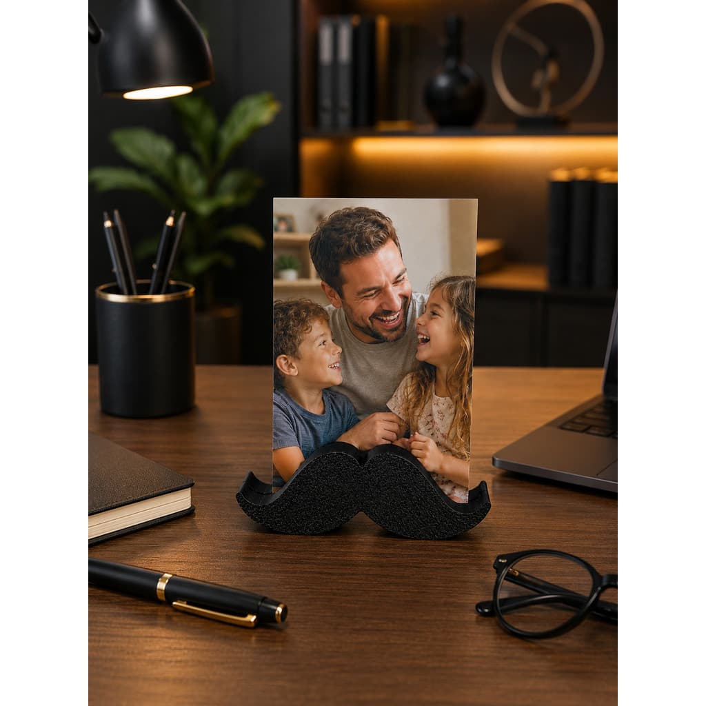 Porta Retrato Bigode | Mesa Decoração Escritório| Suporte para Foto Cartão | Presente Criativo | Dia dos Pais