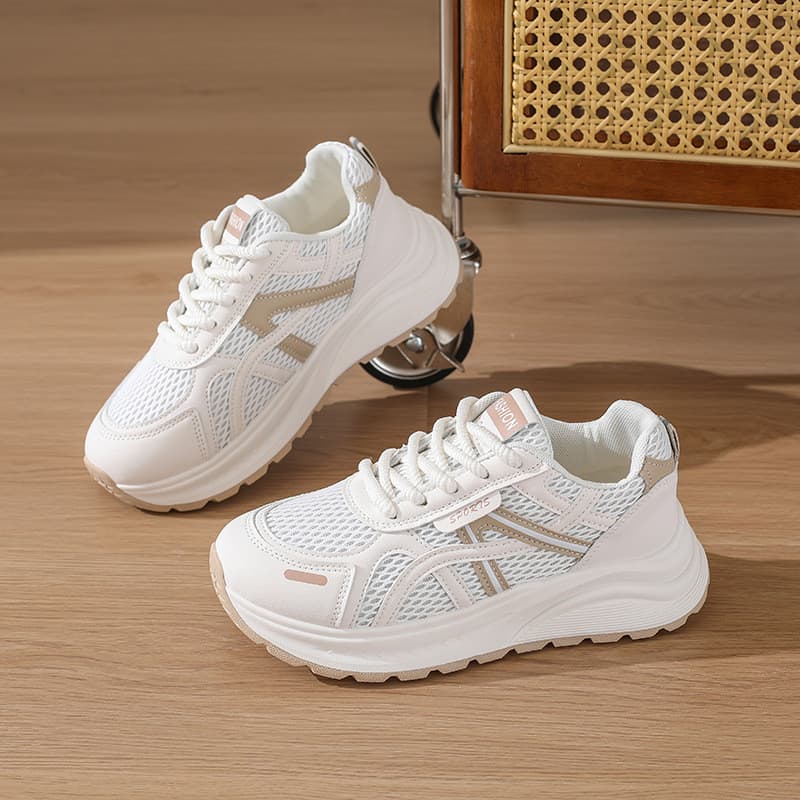 2026 primavera novo estilo confortável respirável estilo Casual papai sapatos femininos de sola grossa sola macia leve A