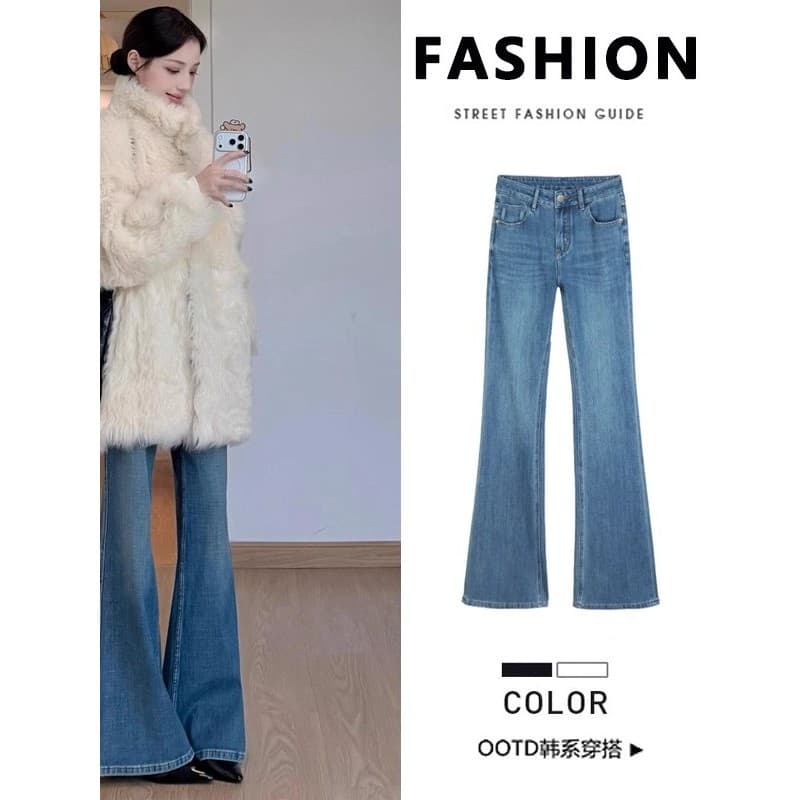 Não Leggings azul mais veludo Micro-velo Jeans feminino 2025 outono inverno novo estilo grosso Retro queimado calças de