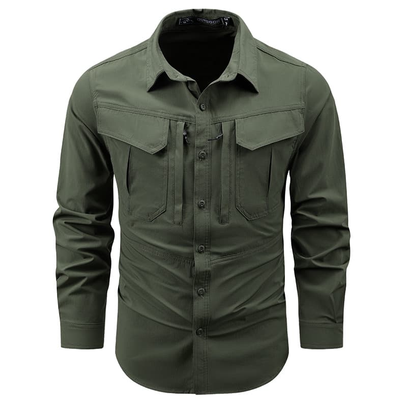 Verão novo estilo camisa de manga comprida masculina esportes ao ar livre de secagem rápida respirável solto tamanho gra