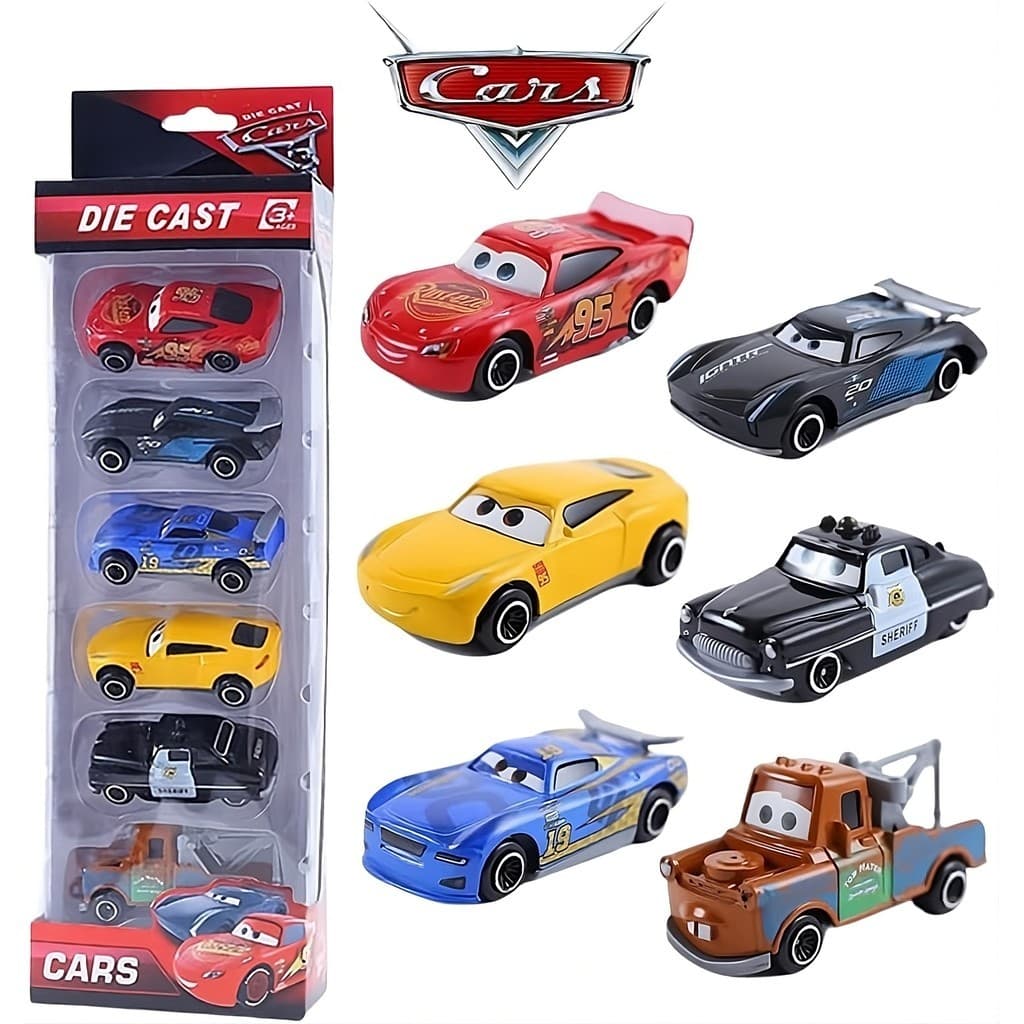 Kit Carrinhos Cars Relâmpago McQueen Metal Diecast Miniaturas Coleção Infantil 4 6 ou 7 Peças