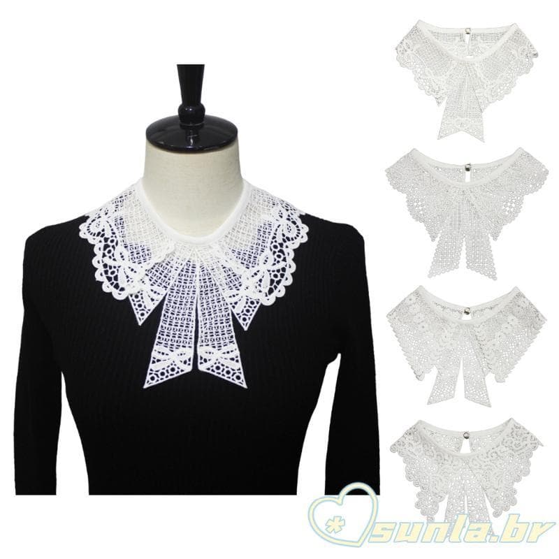 SUNL Renda Bordada Destacável Versátil Bowknot Bowtie Decote Xale Colar Para E G