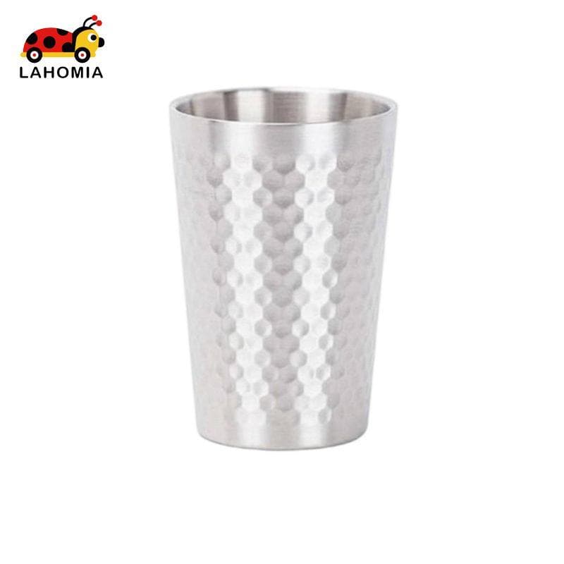 [LAHOMIA] Caneca De Camada Dupla De Aço Inoxidável , Copo Martelado Fosco Isolado Para Bebidas Quentes E Frias , Café Do