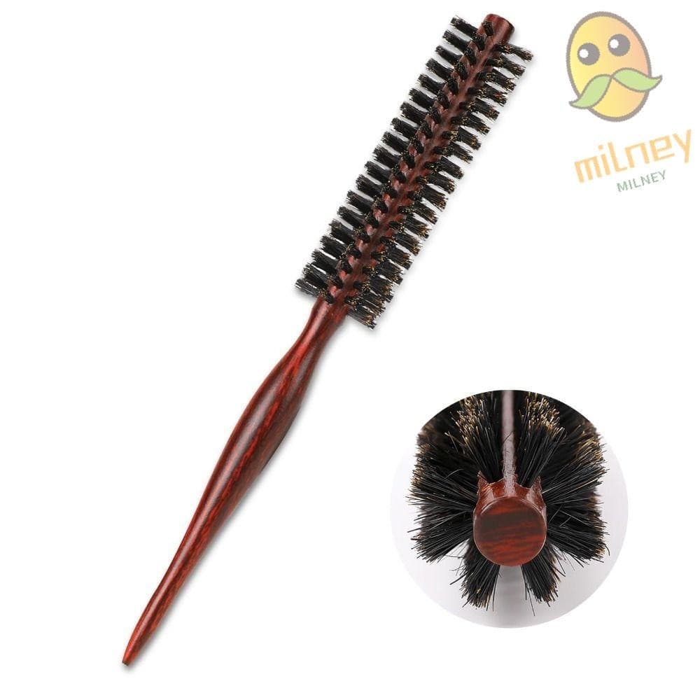 Escova redonda pequena MILLNEY, utilizada como ferramenta de modelagem de cabelo, com cabo para pentear e secar com seca