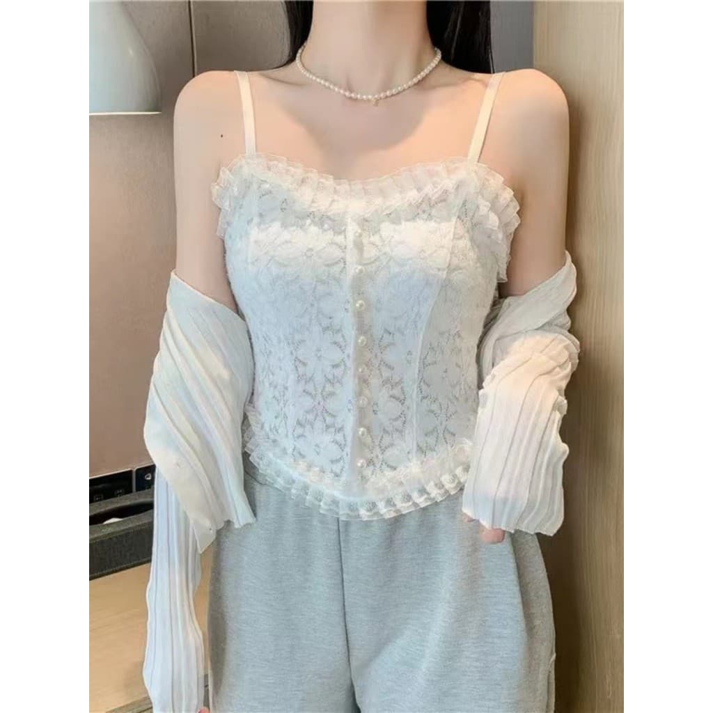 Colete Suspensor Estampado De Renda Feminino