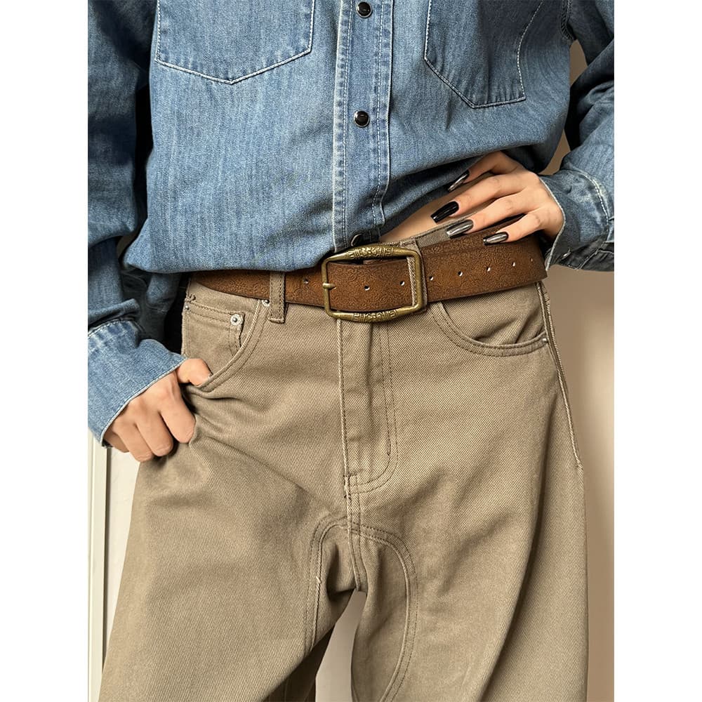 cinto masculino couro legítimo country masculino cinto masculino Don Cry Original Americano Retro Angustiado Cinto