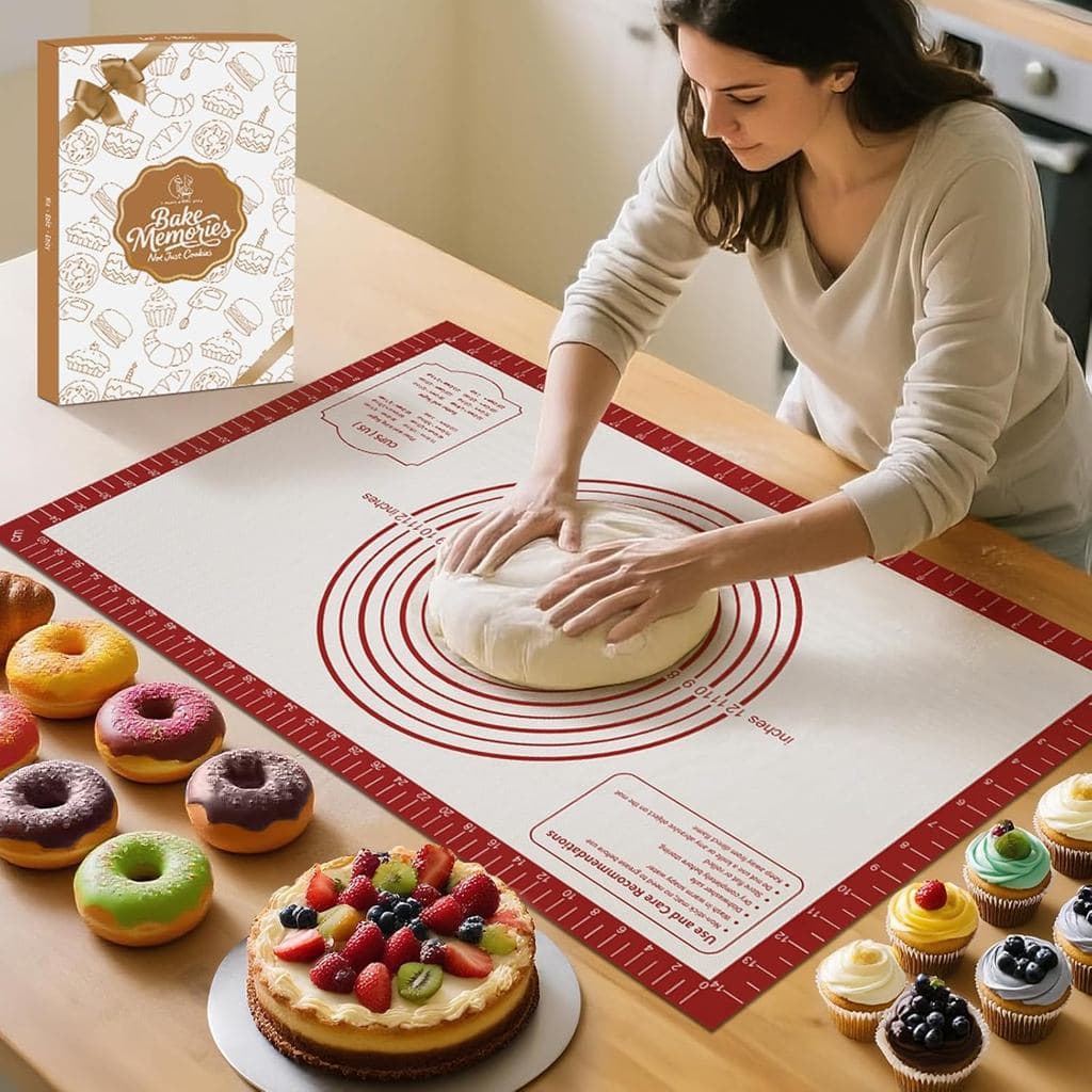 Tapete de Silicone para Assar, Tapete Antiaderente para Massa, Tapete Antiderrapante para Fondant/Casca de Torta, Tapete