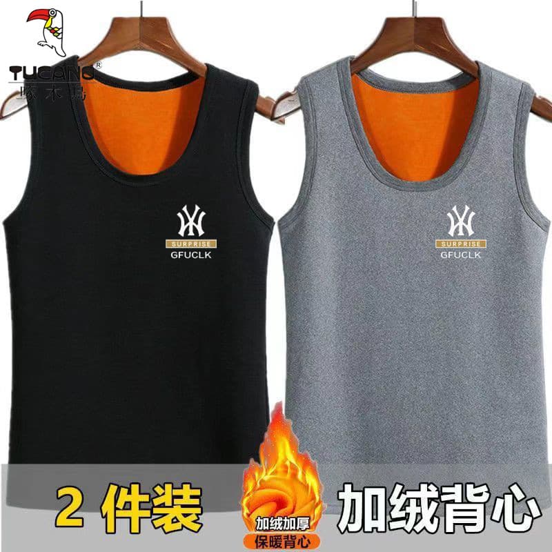 Woodpecker outono inverno forro de lã engrossado colete masculino roupa interior à prova de frio colete quente masculino