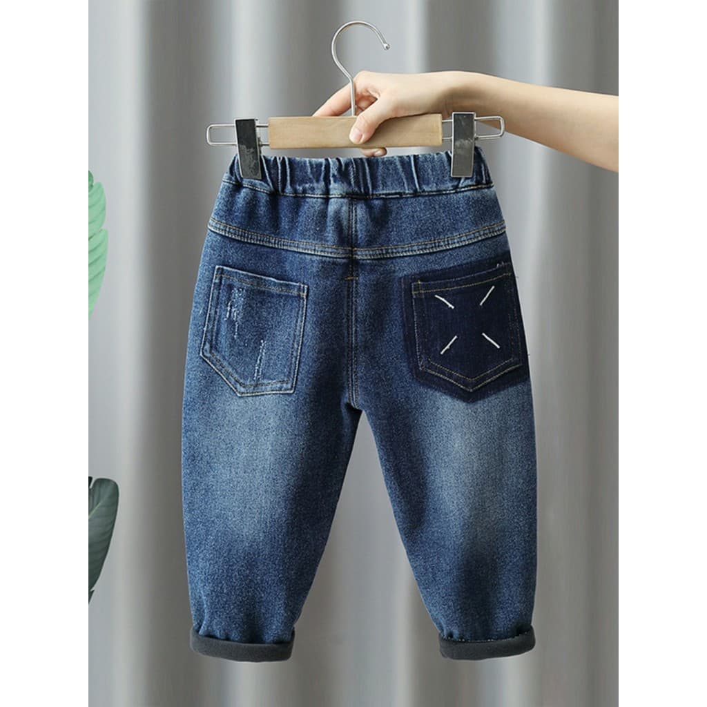 Calças para meninos forro de lã outono inverno 2026 novo estilo roupas de inverno do bebê engrossado de uma peça de lã J