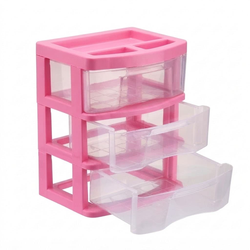 Gaveteiro De Mesa Transparente Pequeno 3 Gavetas Plástico Organizador Multiuso