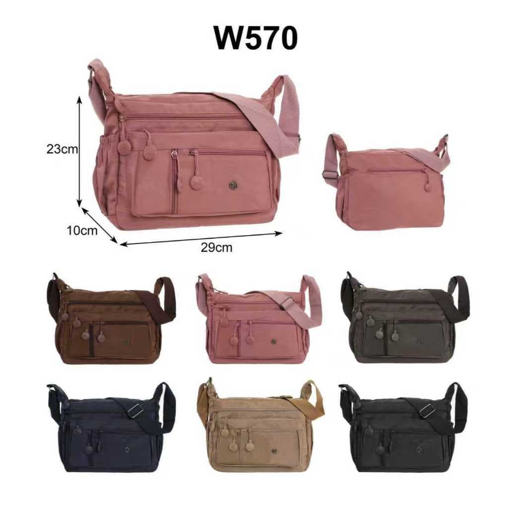 Bolsa Feminina Transversal em Nylon, Grande, Multi Bolsos, Leve e Espaçosa