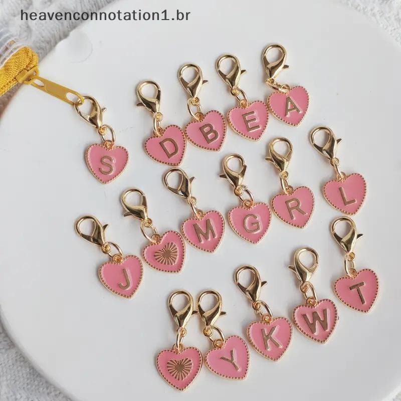 heav Bonito Alfabeto 26 Letras Coração Chaveiro Para Sacos Fone De Ouvido Charme Pingentes Acessórios Presentes Com Lago