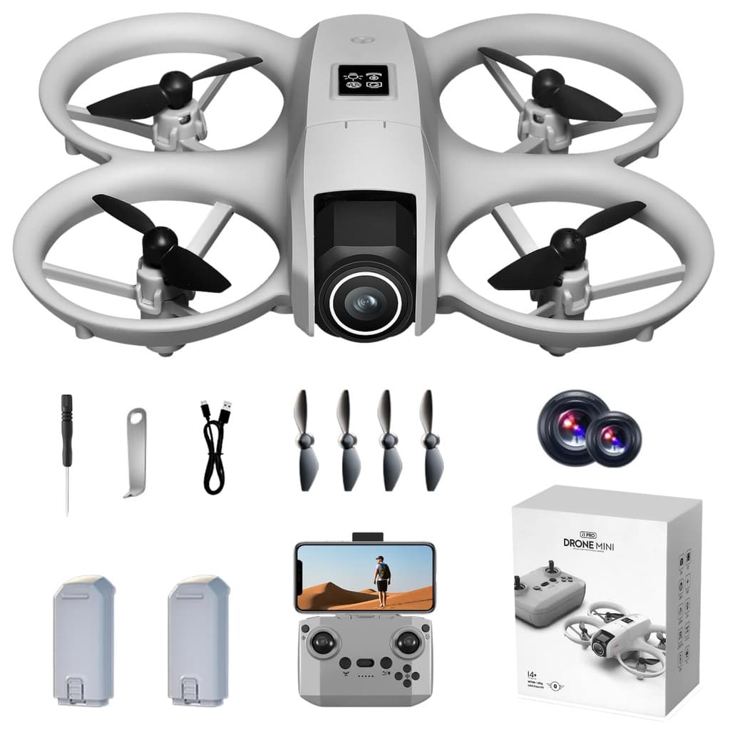 Mini Drone GT3 D1 Pro Câmera Dupla 180⁰ Sensor Evita Obstáculos Sensor Fluxo Óptico Estável Led Manobra 360⁰ Wifi FPV HD