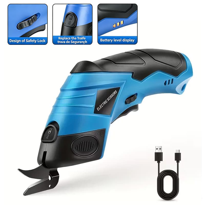 Tesoura Elétrica Tecidos Bivolt 4.2v Recarregável Usb Ferramenta Corte Preciso Carpete E Papel