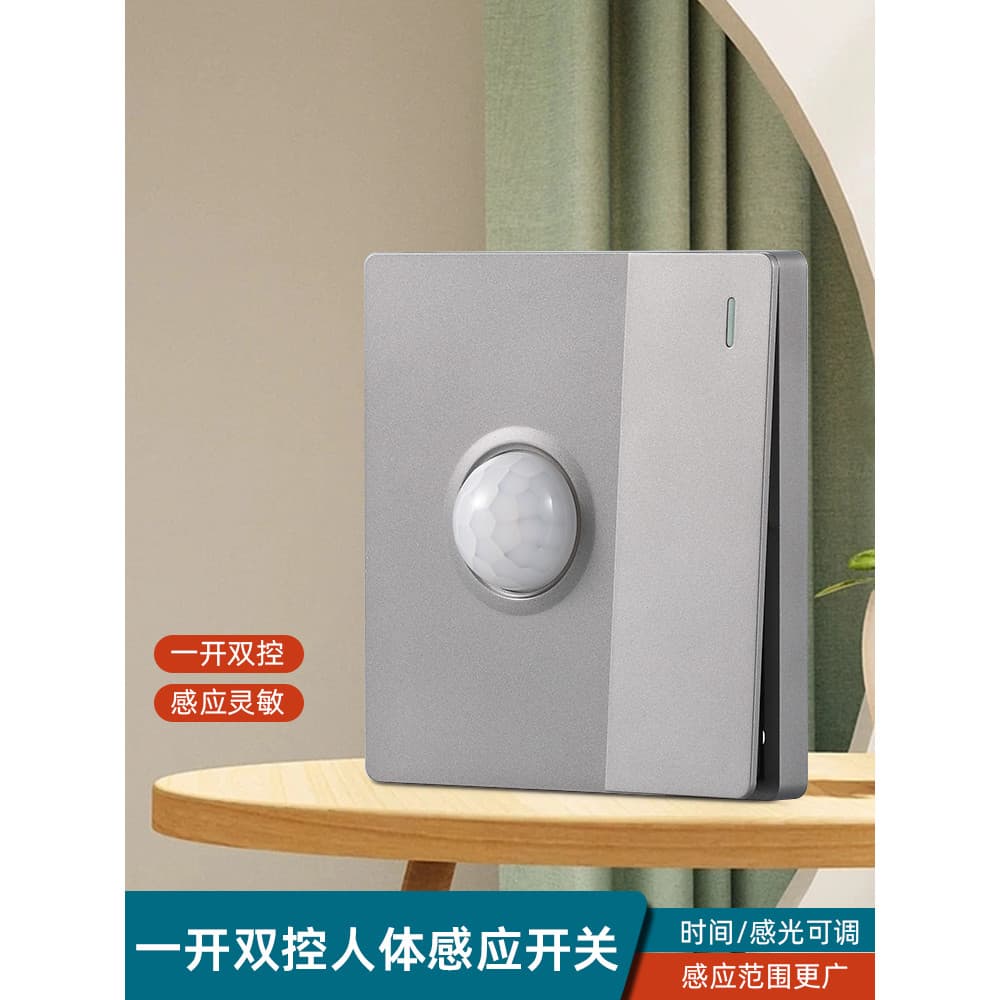Um aberto controle duplo sensor de corpo humano interruptor corredor sensor inteligente painel atraso infravermelho 220V