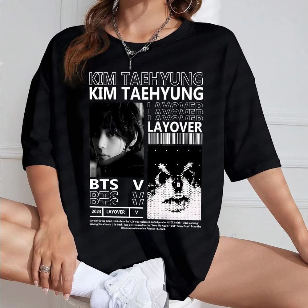 Camiseta Kpop Kim Taehyung BTS Blusa Algodão Premium Camisa