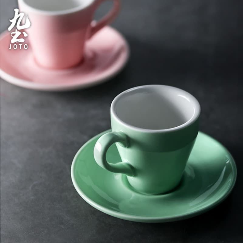 Xícara de café de cerâmica europeia espresso Mini xícara de café expresso pires conjunto Macaron multicolorido simples c