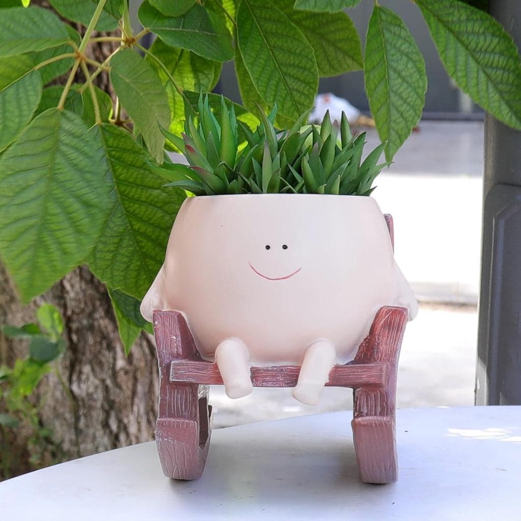 NINIPAPA Vasos de Plantas Fofos com Rosto Sorridente, Vaso de Flores Engraçado, Vaso Pequeno em Forma de Cadeira de Bala