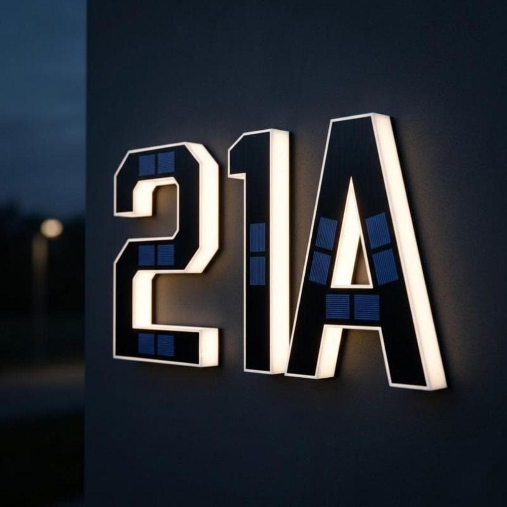Luz De Números De Casa Com Iluminação Solar   , Placa De Número LED À Prova D'água De 6.7 Polegadas , Moderna