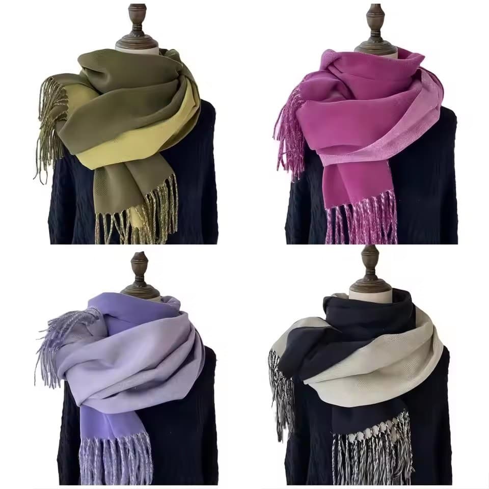 Inverno Dupla Face Cachecol De Caxemira Macio Quente Marca De Luxo Cachecóis De Lã Pashmina Xale Preto Masculino Poncho