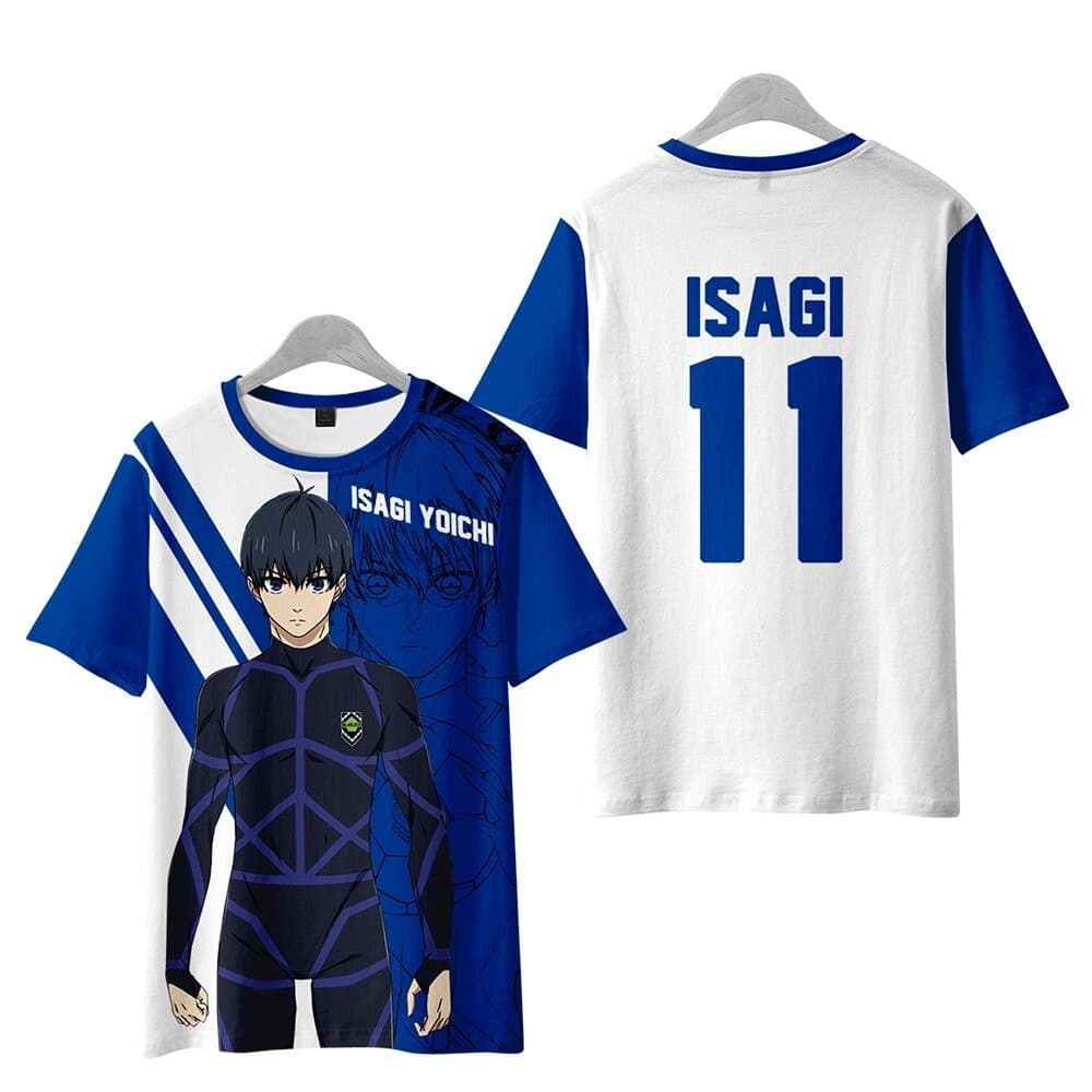 Camiseta Masculina Anime BLUE LOCK NAGI Cosplay Mulheres Homens Impressão 3D O-Pescoço Mangas Curtas Camisetas Meninos M