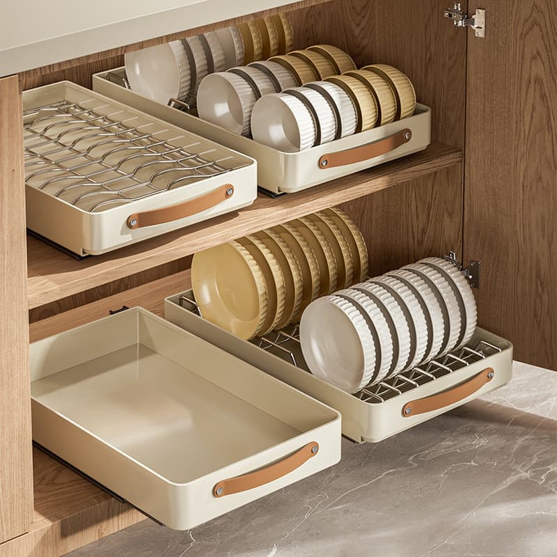 [Novo produto] rack de armazenamento de pratos armário puxar cesta armário de cozinha pratos internos tigelas dreno rack