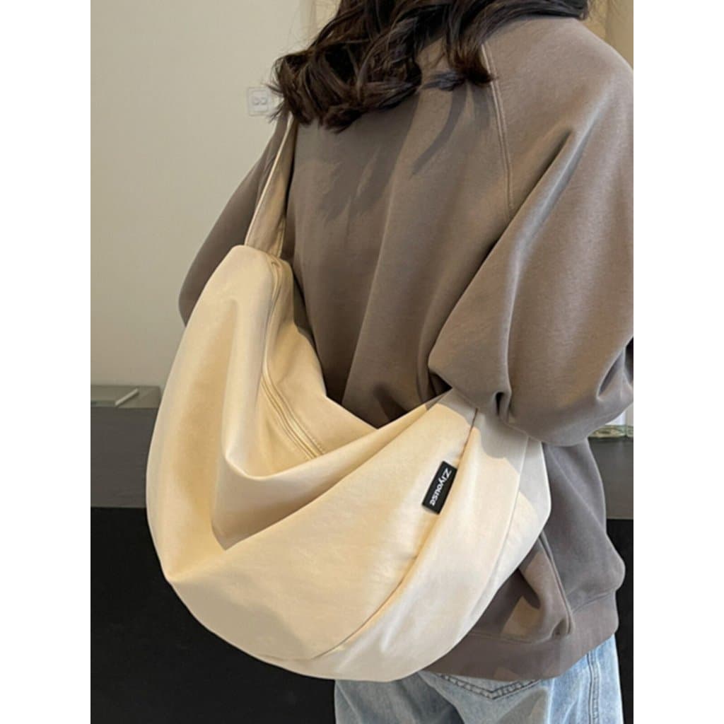 Bolsa francesa feminina novo estilo grande capacidade cor sólida simples estilo preguiçoso bolinho saco Casual All-Match