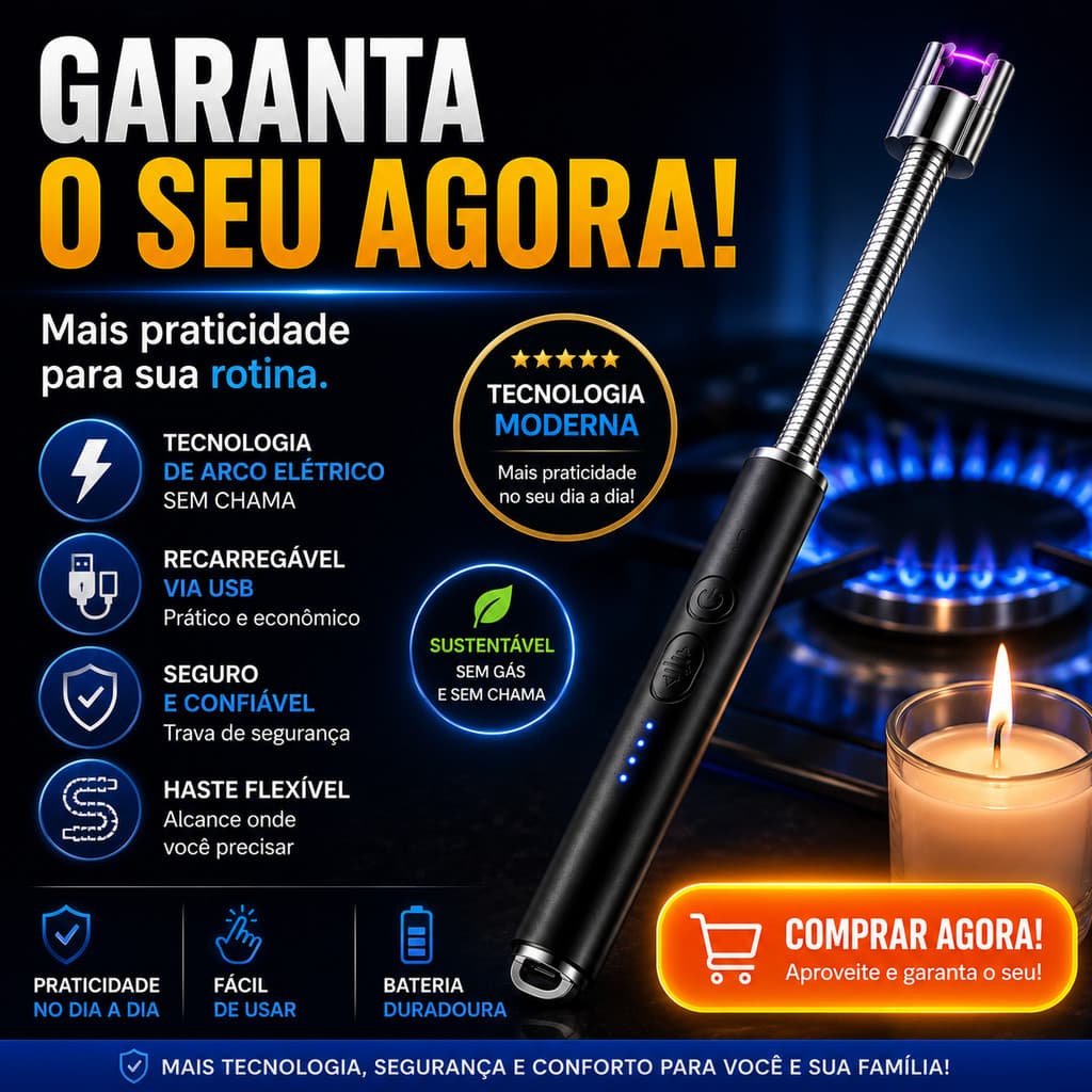 Acendedor de plasma Ecológico para Fogão Elétrico Eletrônico Usb Recarregável Luxo - Cores Sortidas