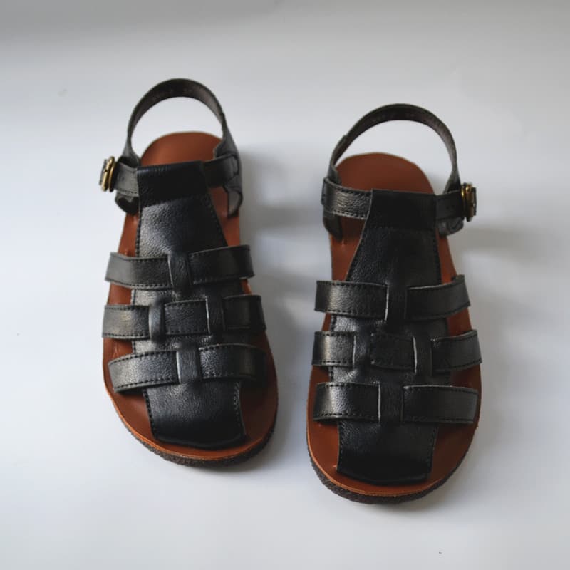 Mulheres Baotou Retro sandálias romanas de couro genuíno plana sandálias casuais comércio exterior pedido Original nostá