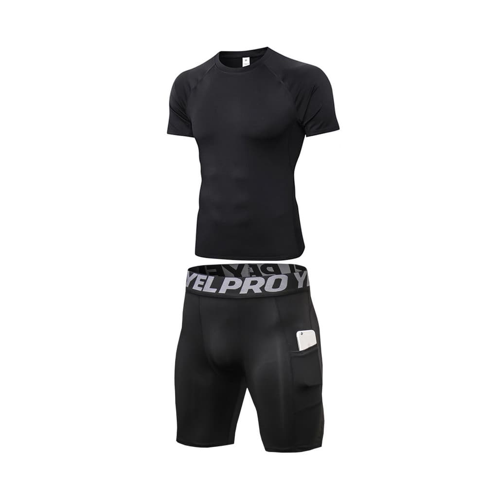 Terno de Fitness masculino Shorts de manga curta roupas de secagem rápida collants esportes correndo roupas de treinamen