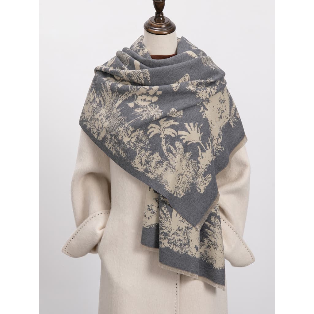 Imitação de cachecol de caxemira feminino outono inverno 2025 novo estilo quente à prova de frio cinza dupla face xale b