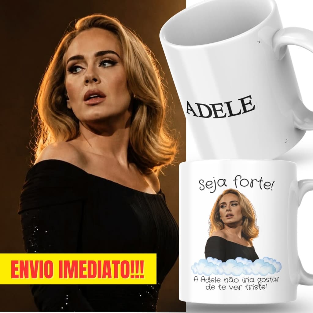 Caneca Xicara Porcelana 325ml Seja Forte Adele Daydreamers Fã Personalizada Presente Decoração Casa
