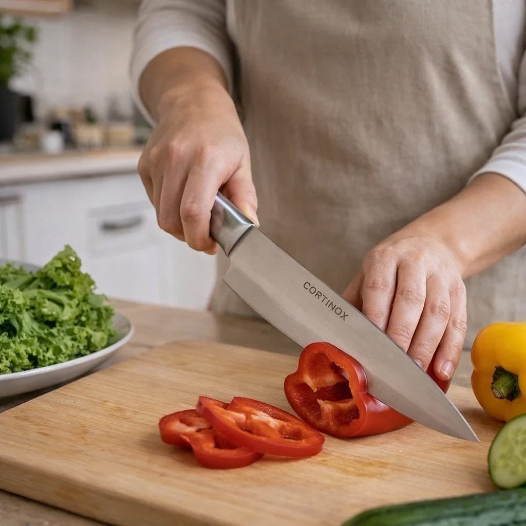 Faca Profissional Gourmet 33cm Aço Inox Corte Preciso Chef Cozinha Durável