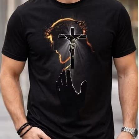 Camiseta Cristã Masculina  Jesus Crucifixo Estampa Premium Algodão