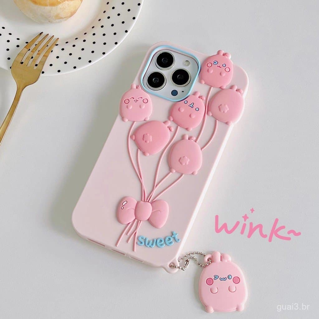 Capa de Silicone com Padrão de Coelhinho Fofo, Proteção Total e Antichoque para iPhone 17/16/15/1