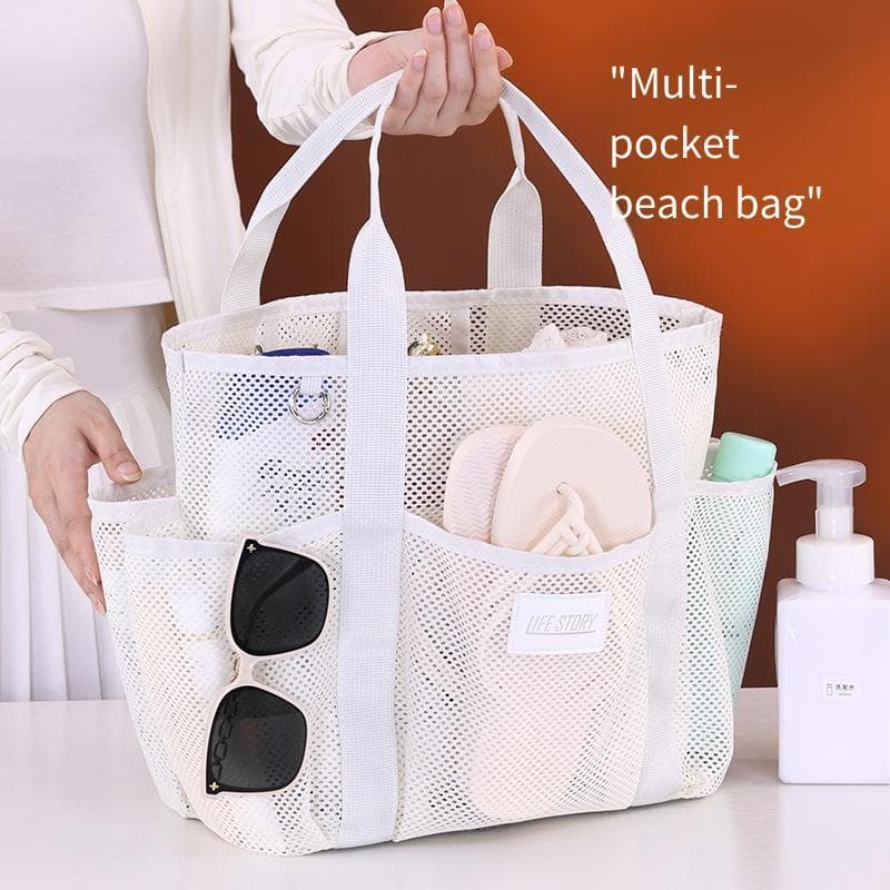 Bolsa De Praia De Malha Esportiva Fitness De Grande Capacidade Com Vários Bolsos , Armazenamento Portátil Para Atividade