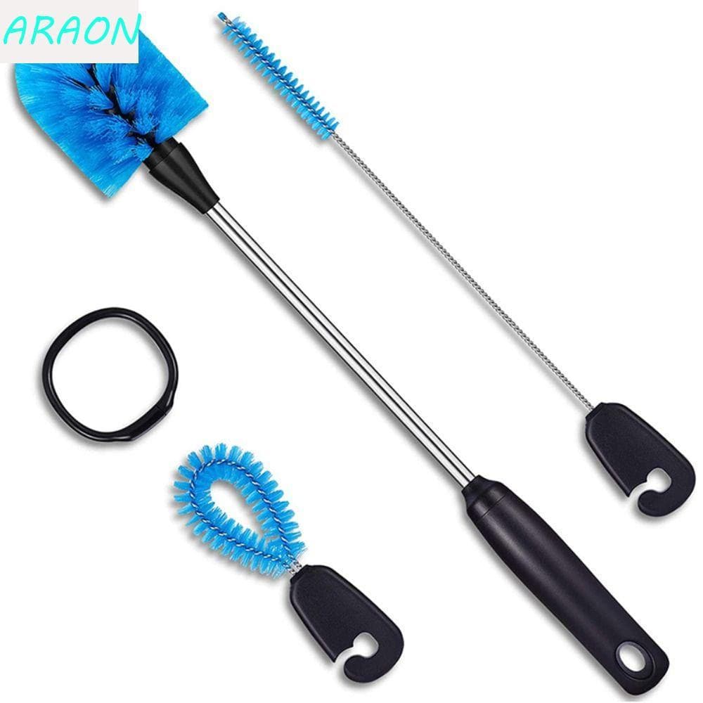 Conjunto de Limpeza de Garrafas com Cabo Longo ARAON, Escova Flexível de Aço Inoxidável para Limpeza com Água, Reutilizá