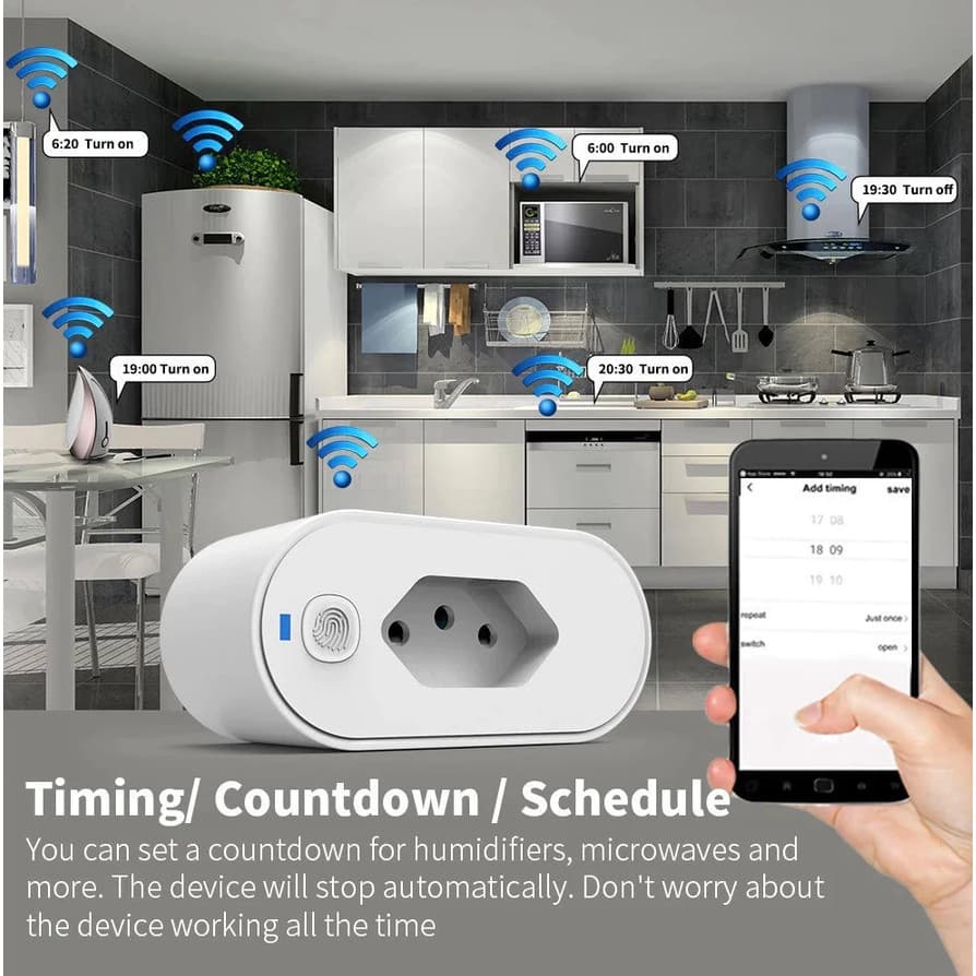 SMART PLUG-Adaptador de soquete Wi-Fi Tuya Smart Life App Control Alexa Google Home Adaptador de soquete 16A