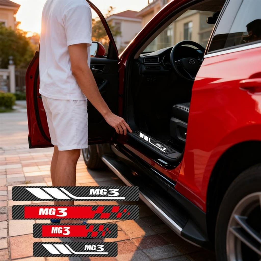 Kit 4 Peças Autocolante Fita Protetora De Porta Soleira Automotiva Acessórios Para Carro For MG MG3 Hybrid Plus