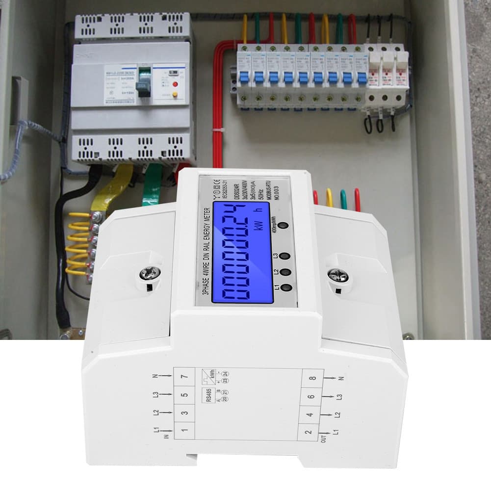 3 fase 4 fio din trilho consumo de energia medidor de energia wattímetro eletrônico rs485 lcd backlight