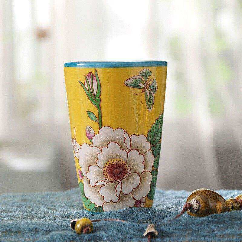 Copo de cerâmica rachado de gelo americano de alta temperatura copo de cilindro de dente de vaso sanitário copo de escov