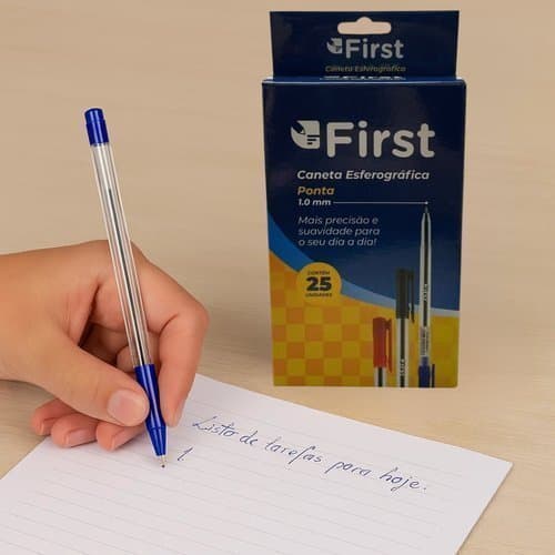 Kit 25 Canetas Azul Escrever Material Escolar Escritório Desenhar Riscar Papelaria