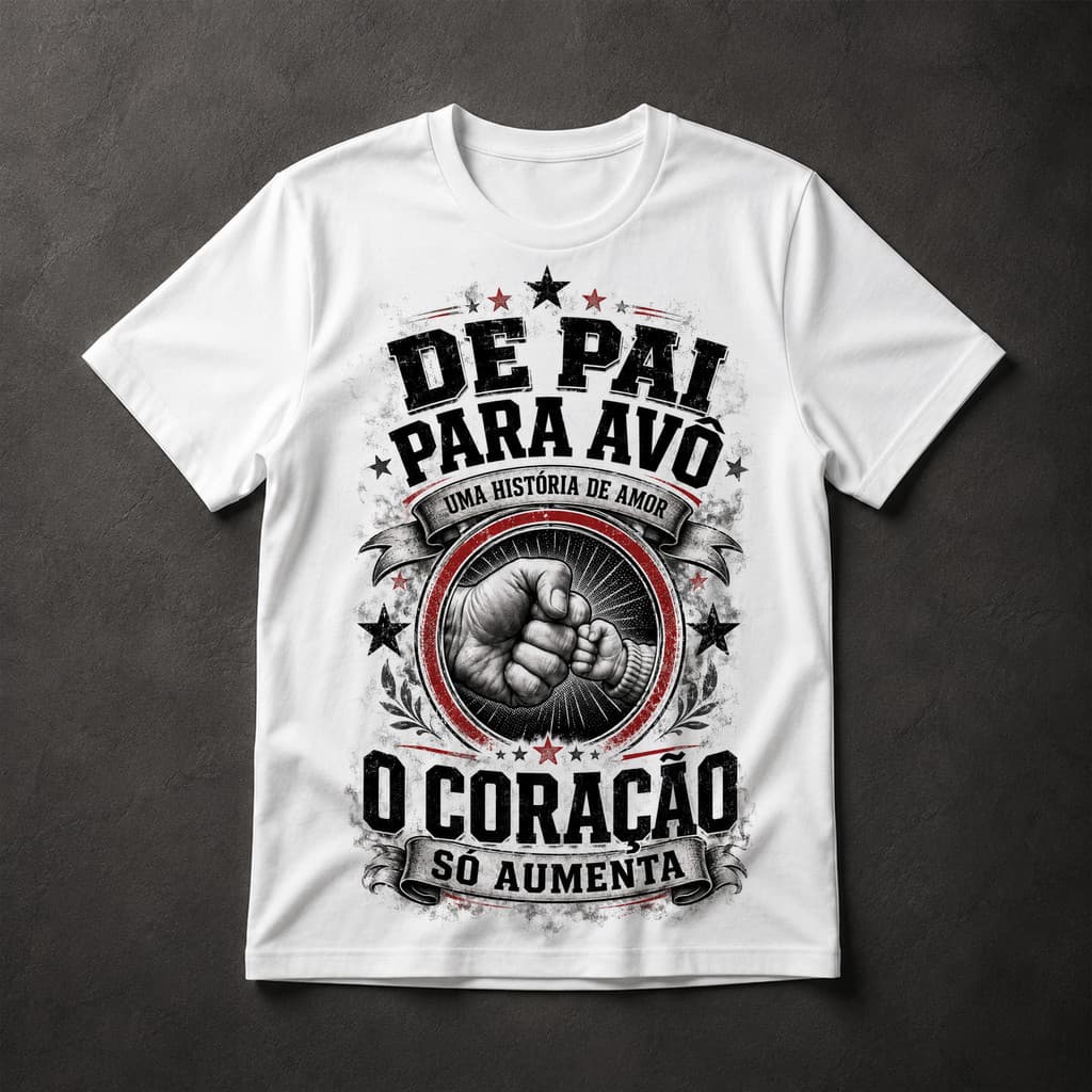 Camiseta De Pai Para Avô O Coração Só Aumenta Presente Avô Vovô Família
