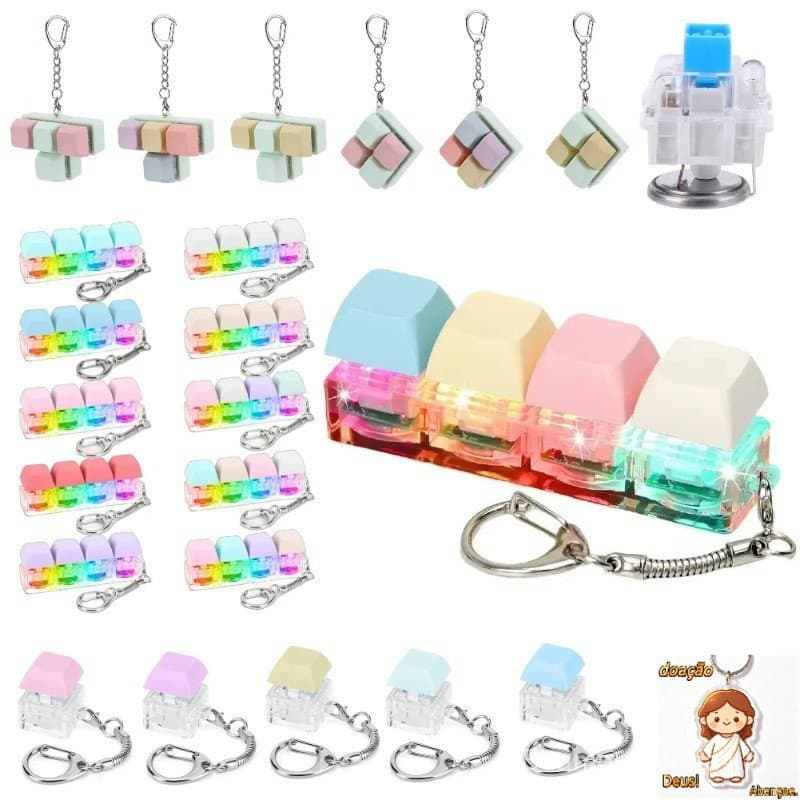 Dedo Teclado Brinquedos Fidget 4 Teclas Clicker Brinquedo Descomprimir Chaveiro Calmante Alívio Do Estresse