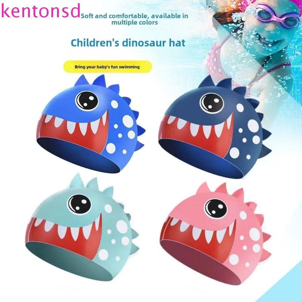 Chapéu De Natação De Silicone KENTONSD , Touca Infantil De Cabelo Longo De Animal De Desenho Animado Estampada De Tubarã