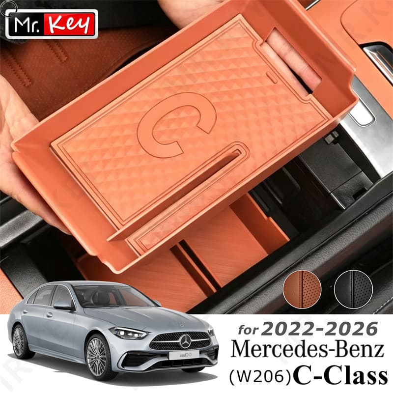[Mr.Key] Caixa De Armazenamento De Apoio De Braço Para Organizador De Silicone De Console Central Mercedes-Benz Classe C