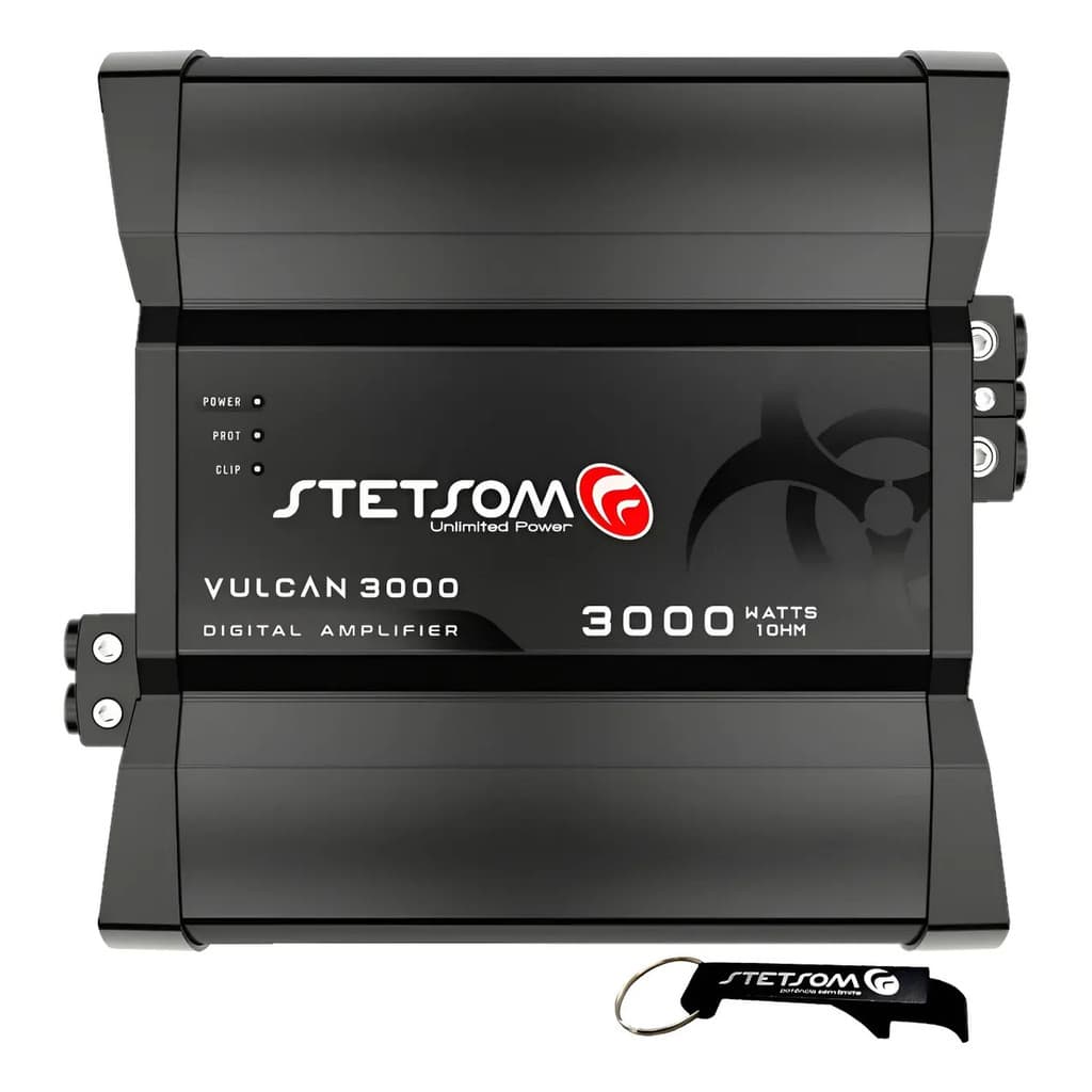 Módulo Amplificador Stetsom Vulcan 3000W RMS 1 Canal 1 Ohm Full-Range para Som Automotivo