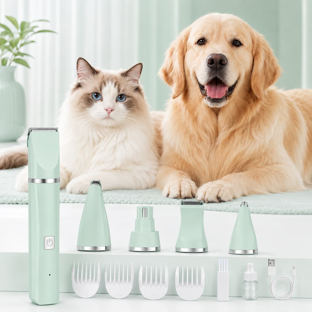 Aparador Pet 4 em 1 Recarregável USB com Display para Cães e Gatos