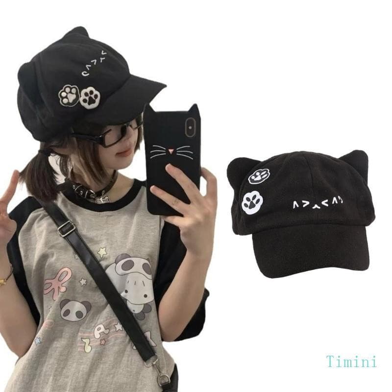 timini Chapéu Beisebol Orelha Gato Adulto Unissex Dança Street Wear Hiphop Bonés