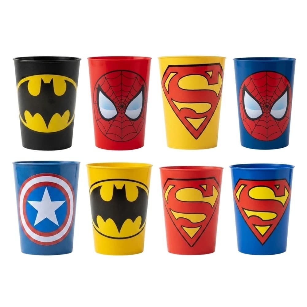 Copo Plástico 330ml Super Herois Infantil Festa Lembrancinha Presente Reutilizavel Resistente Decorado